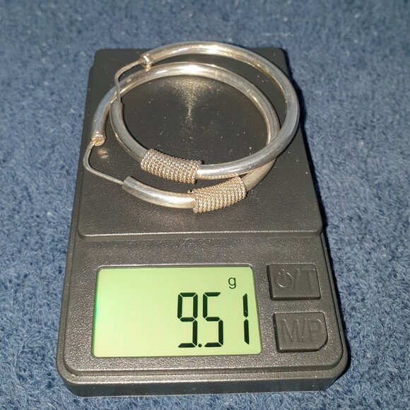 1.8’’ Elegant Vintage Hand Crafted 925 Sterling Silver Large Hoop Earrings - Picture 8 of 11